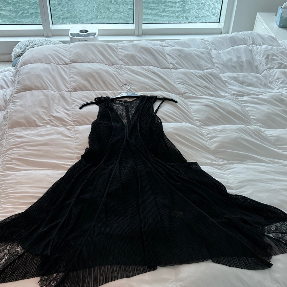 Elegant Black lace sheer Dress with black slip included !